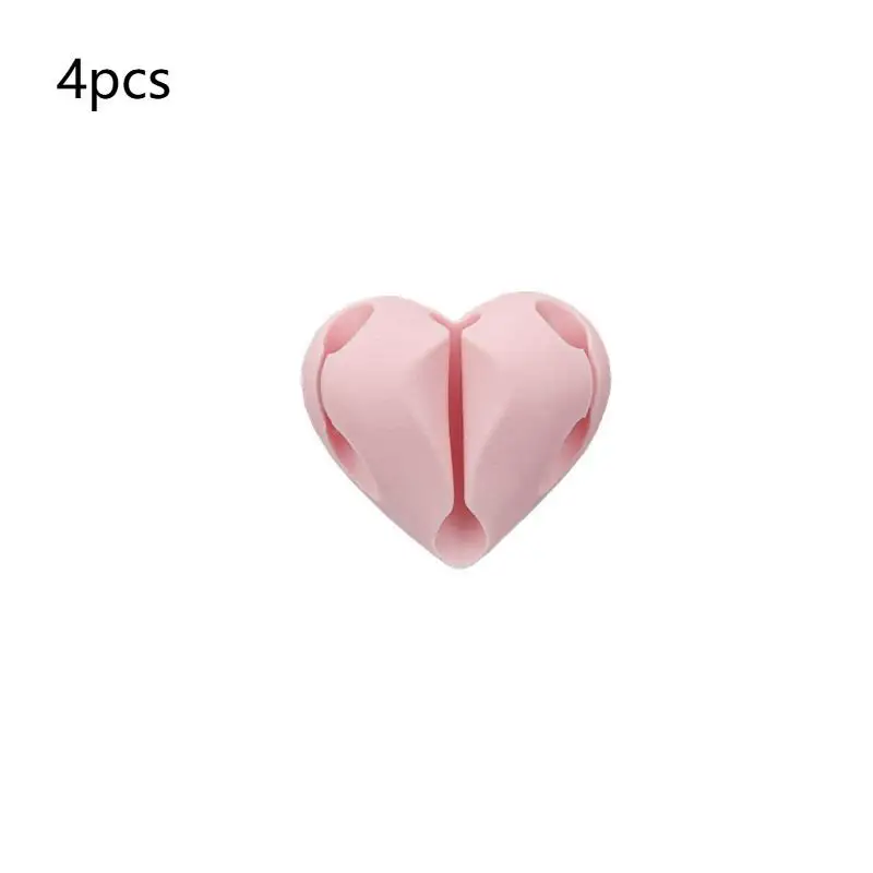 4pcs Self Adhesive Silicone Heart Shaped Cable Organizer