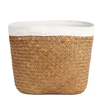 Seagrass woven flower dried flower basket living room decoration flower storage basket laundry basket desktop storage basket 6