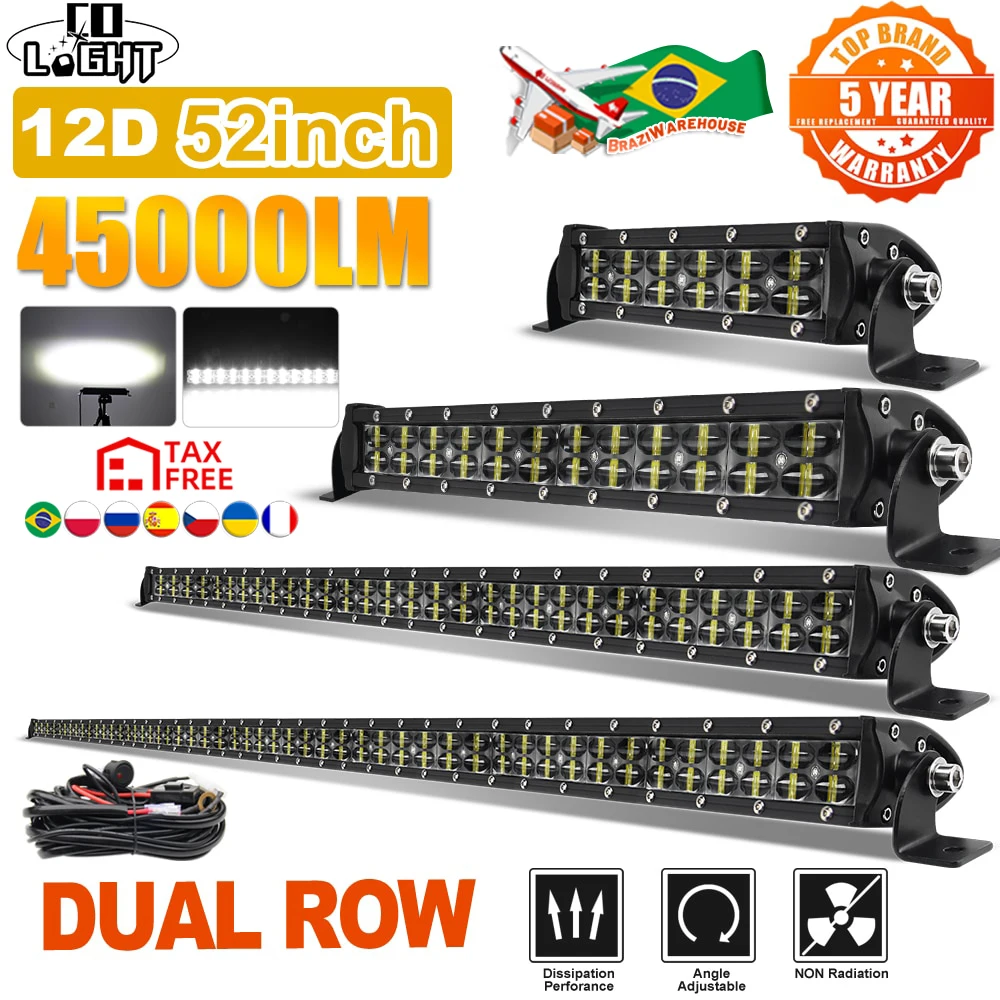 CO LIGHT 8-52 inch Off Road LED Bar 12V 24V Combo 36W 72W 120W 180W 240W 300W LED Light Bar/Work Light for Car Truck SUV 4×4 ATV