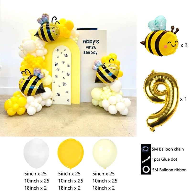 Cartoon Kleine Biene und Freunde Folienballons Bogen-Girlanden-Set Latexballons Zahlenballons Geburtstag Babyparty Geschenke – Detail 29