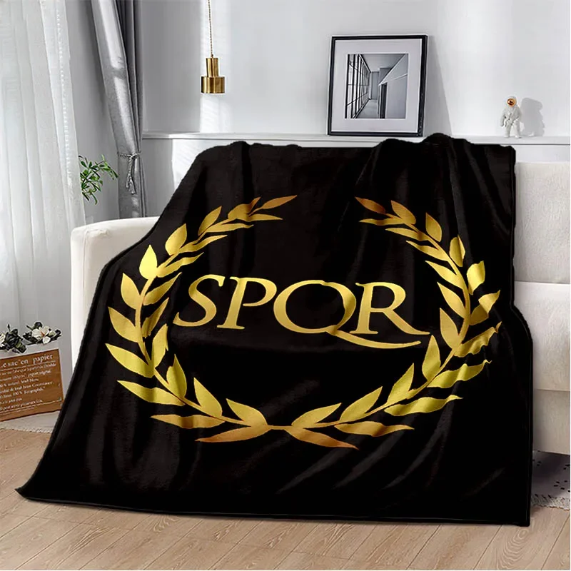 로마 SPQR 로고 인쇄 담요 패션 따뜻한 담요 부드럽고 편안한 담요 홈 여행 담요 생일 선물
