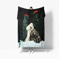 130x150cm Soft Durable Blanket Gimme A Hugs Drake Throw Blanket Music Singer Flannel Bedspread Couch Bed Printed Sofa Bed Cover 1