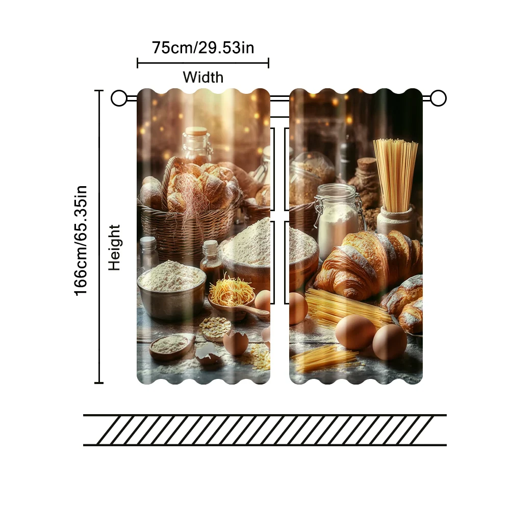 2 pcs, filtering curtains (excluding rods, non-movable, without batteries) A warm bread and pastry design with a rustic baking 3