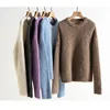 Women's Alpaca Wool thick Sweater winter Round Neck Loose Solid Color Knit Pullovers Top 6