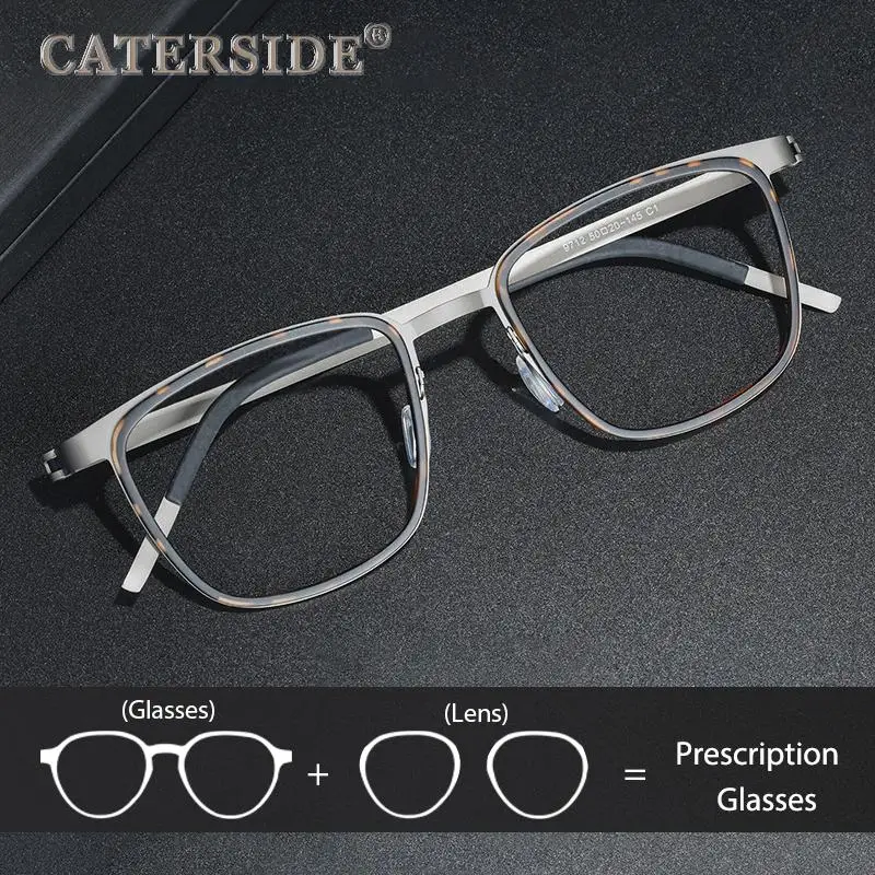 CATERSIDE Retro Quadratische Männer Brille mit Hochwertigen Titan Rahmen Lesen Optische Gläser Frauen Täglich Anti Blaues Licht Gläser – Detail 3