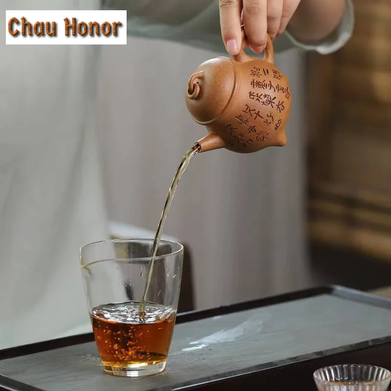170ml Authentic Yixing Raw Ore Huang Slope Mud Handmade Three-legged Tripod Purple Clay Teapot Kung Fu Tea Set Tea Ceremony Gift