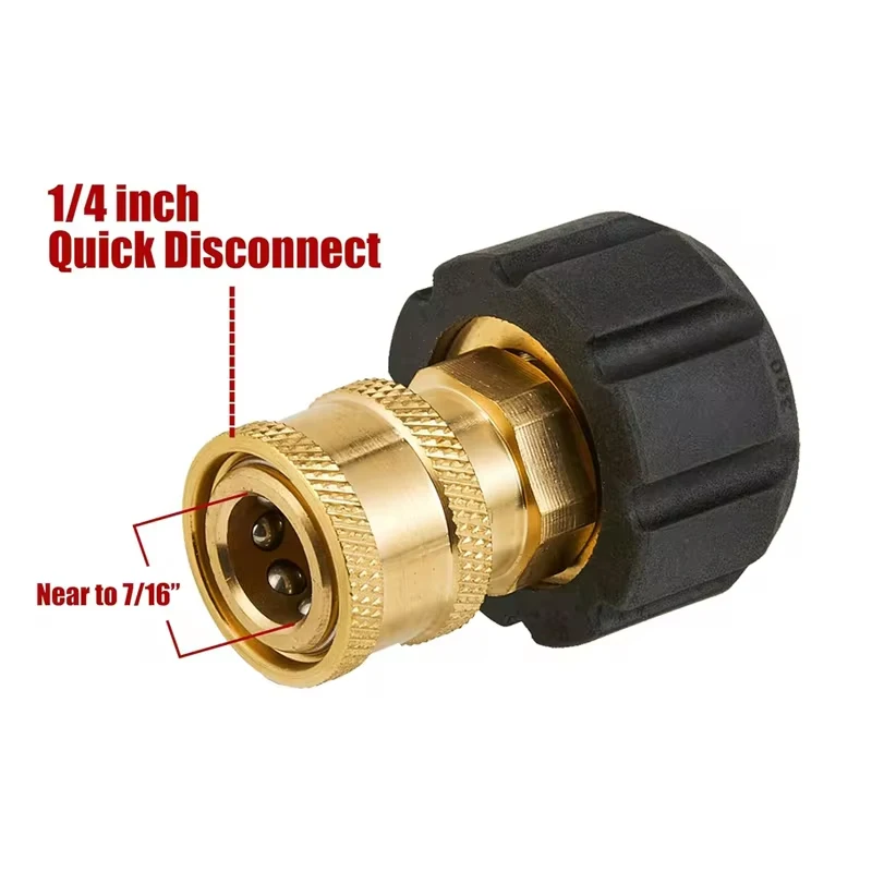 2-Pair Pressure Washer Adapter Set - M22-14mm To 1/4" Quick Connect Couplers