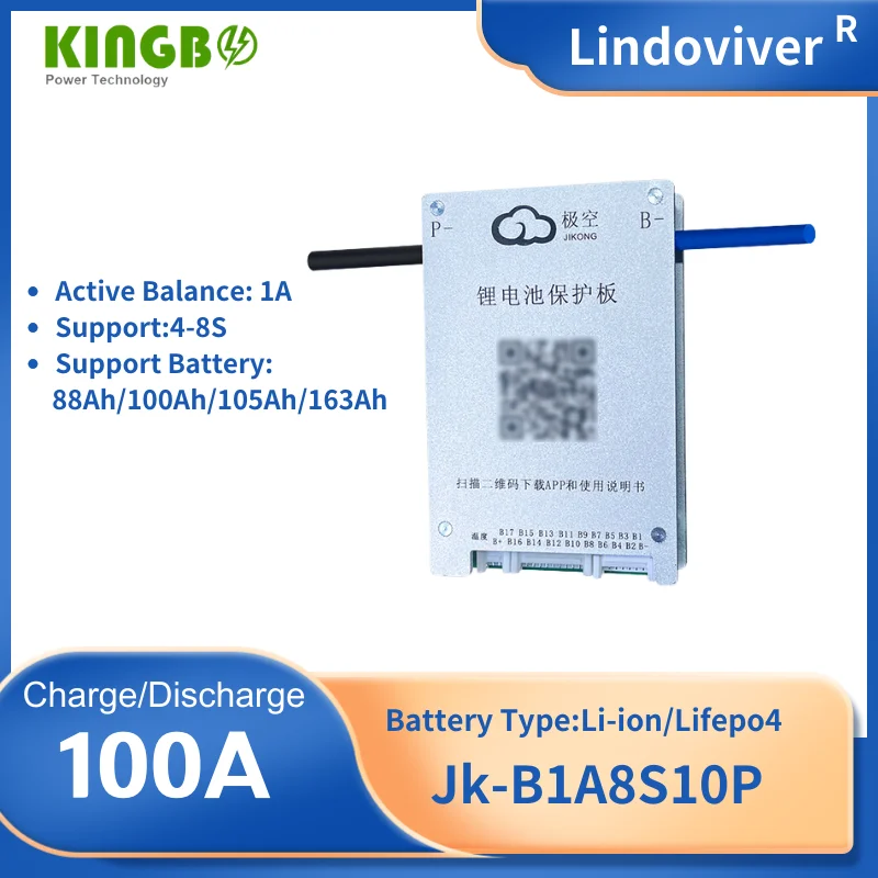 

JK-B1A8S10P Kingbo-батарея Inteligente BMS LiFePO4 equilíativo ativo 6S 7S 8S 100A 12V 24V