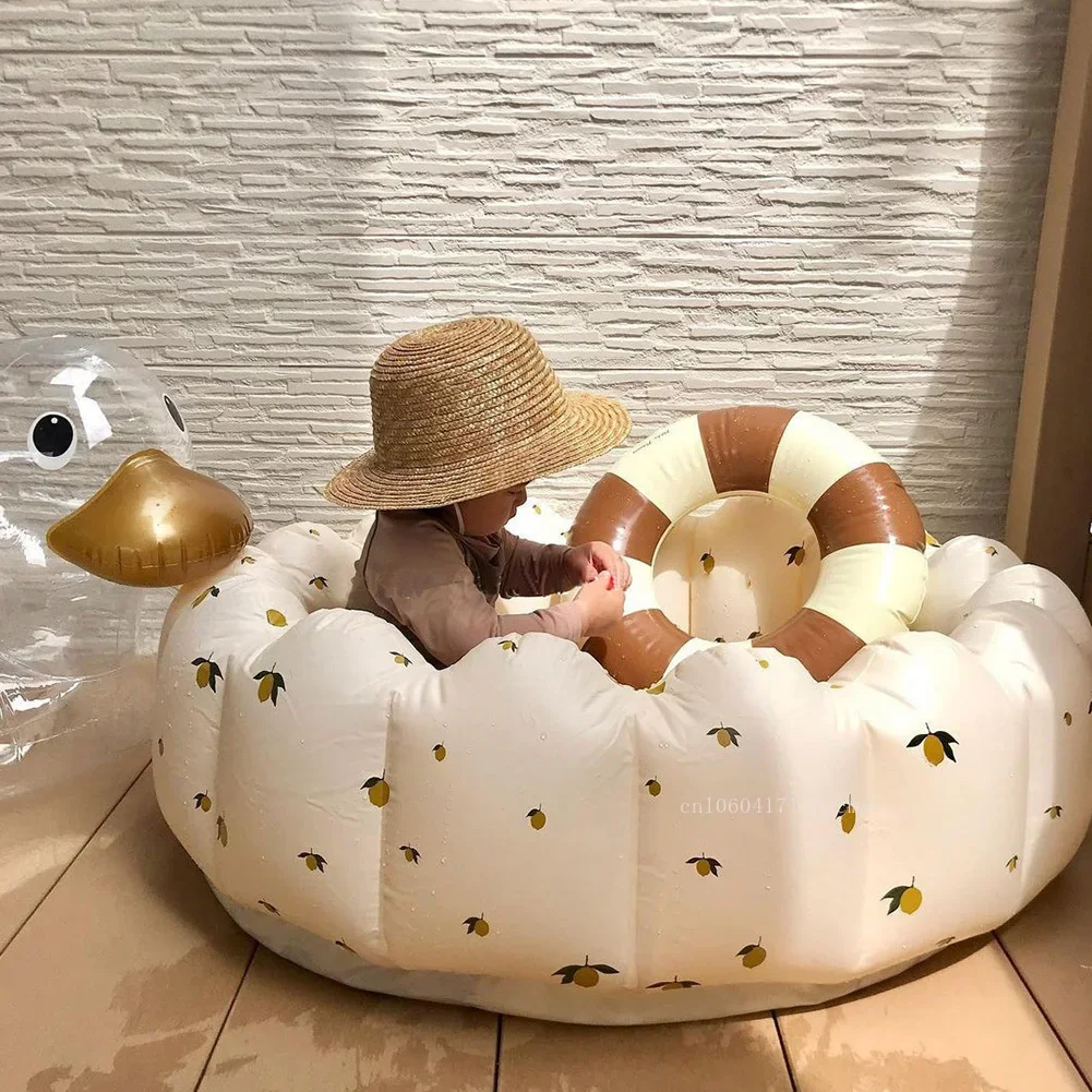 Inflatable Baby Bathtub 90cm Inflatable Baby Swimming Pool Household Outdoor Paddling Pool Soft PVC Fence Play Space Room Bath