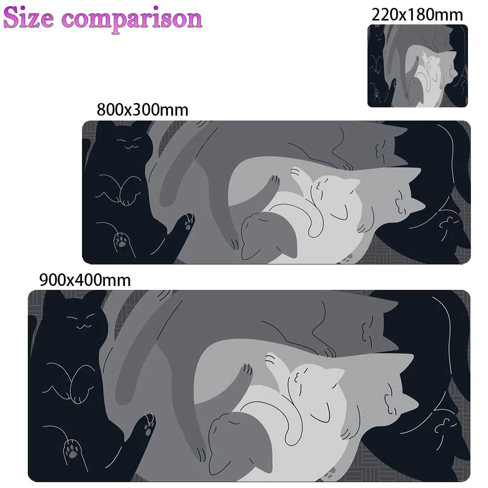 tapis de souris noir kawaii accessoire de bureau mignon pour ordinateur de grand accessoire de bureau