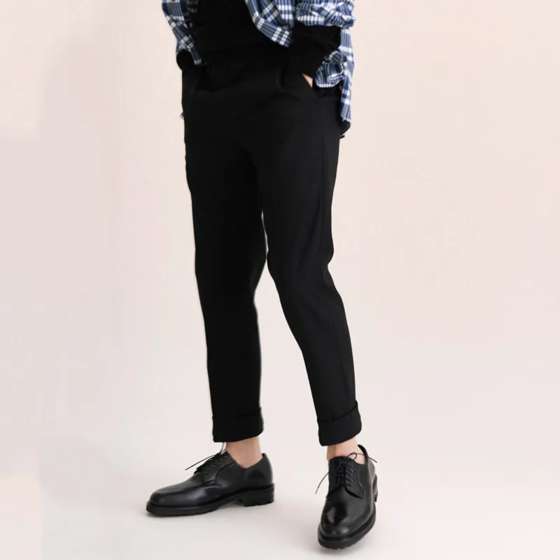 Men's Leggings Spring Simple Japanese Fashion Trend Nine Leggings Personalized Casual Crimped Small Straight Trousers