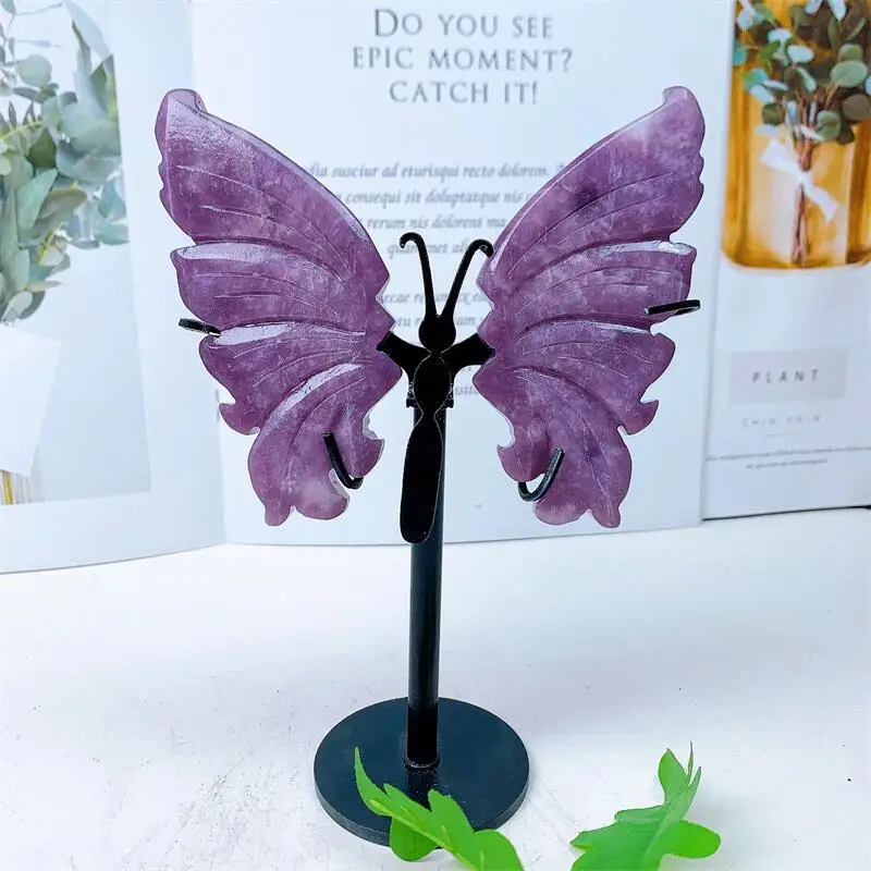 

Natural Purple Mica Butterfly Wings Crystal Carving Healing Gemstone Crafts For Girl Birthday Present Decorations 1pair