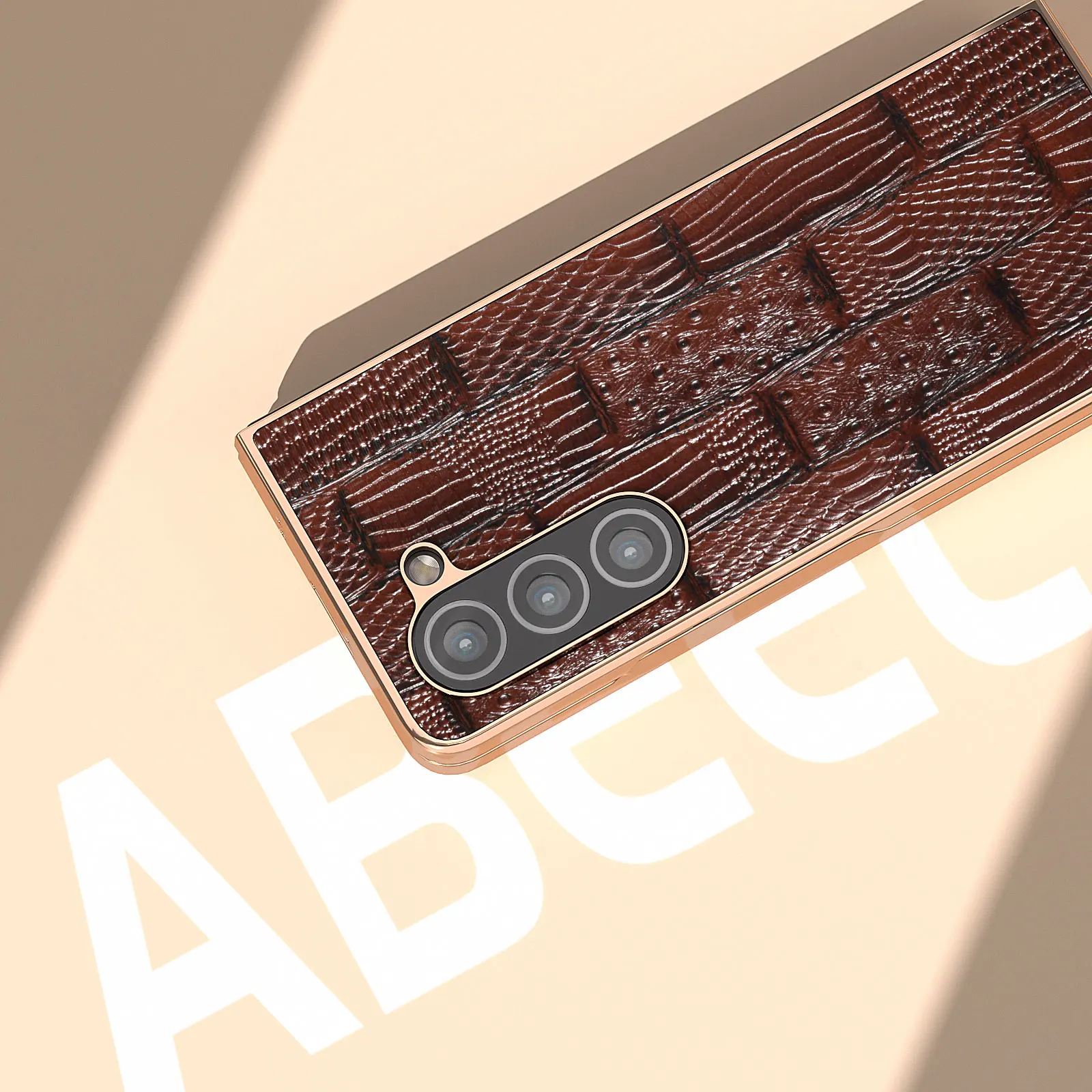 Genuine Leather Retro Case for Samsung Galaxy Z Fold 5 4 3 Fold5 Glossy Frame Vintage Crcodile Ostrich Splicing Grain BackCover