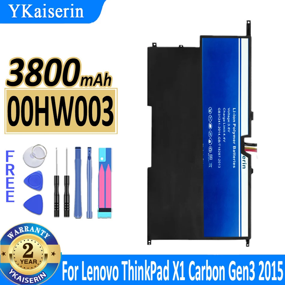 

Аккумулятор ykaisсеребрин 3800 мАч 00HW003 SB10F46440 для Lenovo ThinkPad X1 для Carbon Gen 3 2 2015/2014 Gen2 00HW002 45N1702, батарея