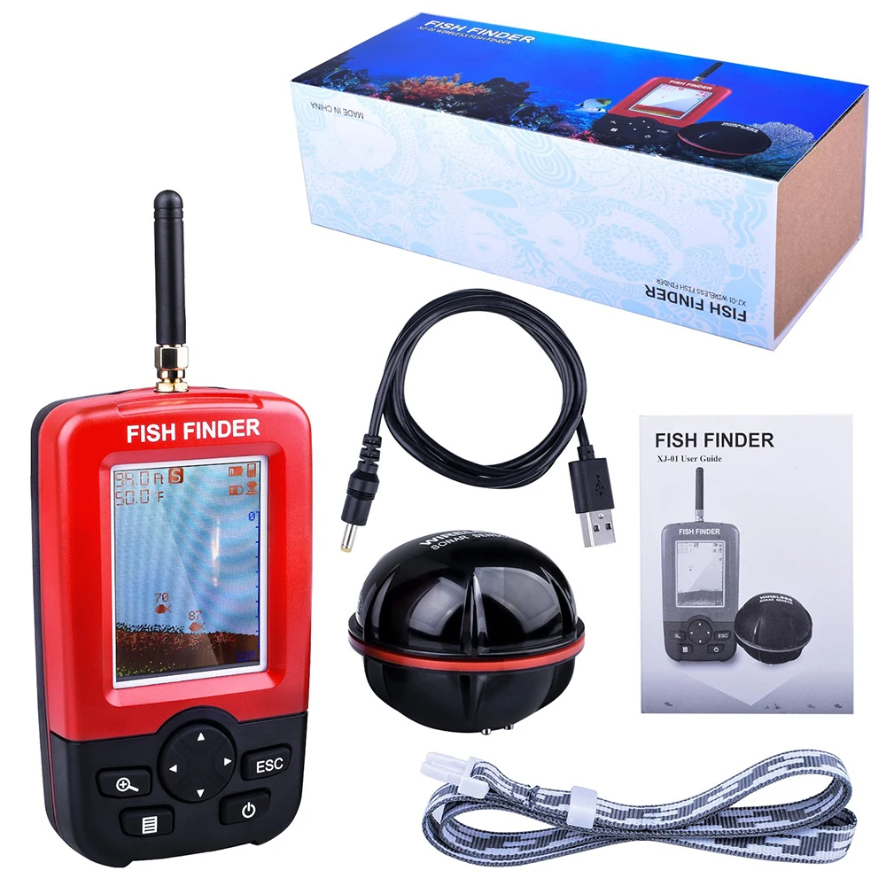 100M Portable Sonar Détecteur de Poissons Échosondeur Pêche Leurres Alarme Transducteur Pêche Lac Mer Profondeur