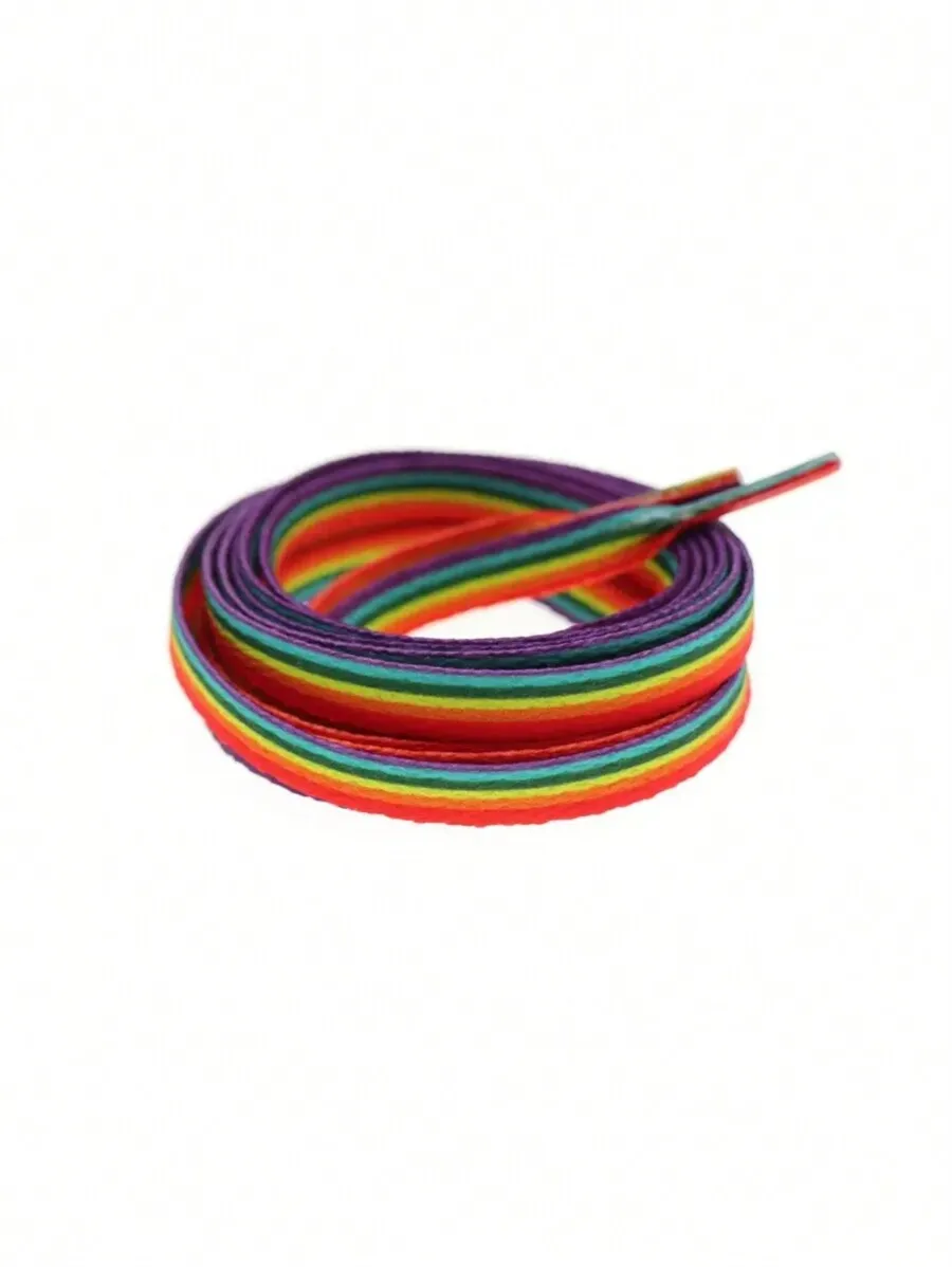 1 Paar 120 cm Universal-Schnürsenkel mit Regenbogen-Farbverlauf, bunte vertikale Streifen, Y2K-Mode-Schnürsenkel für Turnschuhe, Segeltuch, Sportschuhe – Detail 4