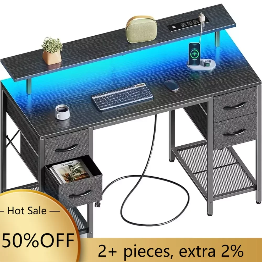 

47 Inch Computer Desk With 4 Drawers Work From Home Office Desk With Large Storage Space for Bedroom Gaming Table freight free