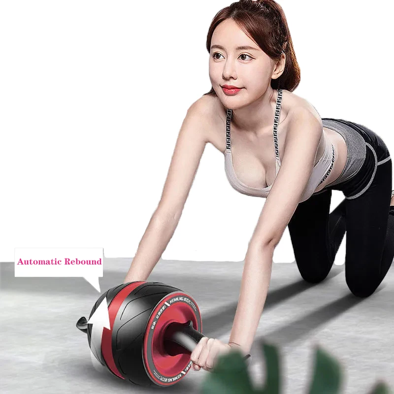 No Noise Abdominal Muscle Trainer Ab Roller Abdominal Wheel Home Training Gym Fitness Equipment Roller Automatically Rebounds abdominal wheel abdominal fitness instrument abdominal workout aids