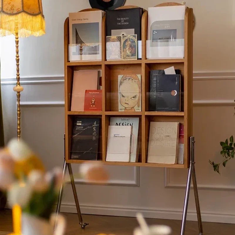 

Деревянные Боковые книжные шкафы, мобильный вращающийся книжный шкаф, зеркальная Современная Модульная Мебель для дома в скандинавском стиле