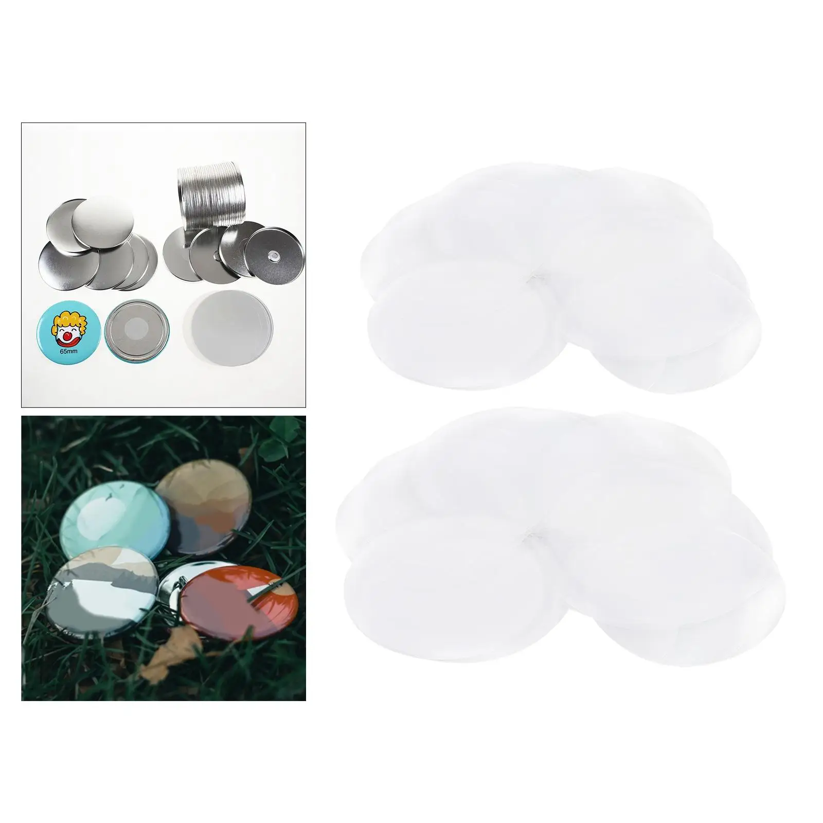 Mylar Film Cover Badge Blank Components Plastic Machine Buttons Maker 100Pcs