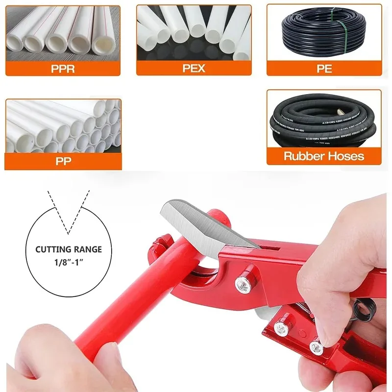 PVC Pipe Cutter Alloy Steel Blades Cuts Up To 1-1/4" Plastic Hoses and Pipes Suitable for Home Working or Plumbing Cutter Tool 4