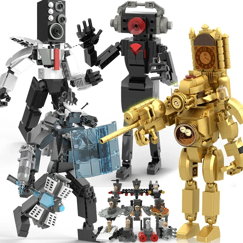 Moc Skibidi Toilet Action Figure Model Blocks Set Per Ragazzi Large Skibidi Toilet Titan Cameraman Toys For Boys Regali Di Compleanno