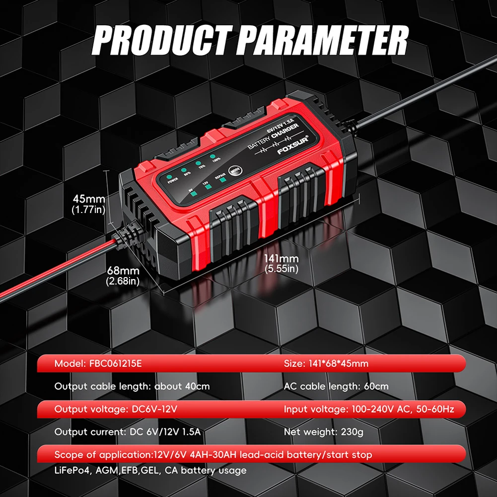 Universal Smart Charger for Lead-Acid, AGM, and GEL Batteries