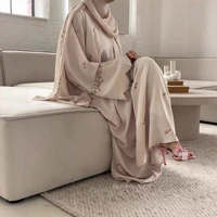Ensemble de 2 pièces Abaya et Hijab brodés, robe musulmane pour femmes, Abayas de luxe de Dubaï, vêtements islamiques, robe Kaftan, Ramadan, Eid 3