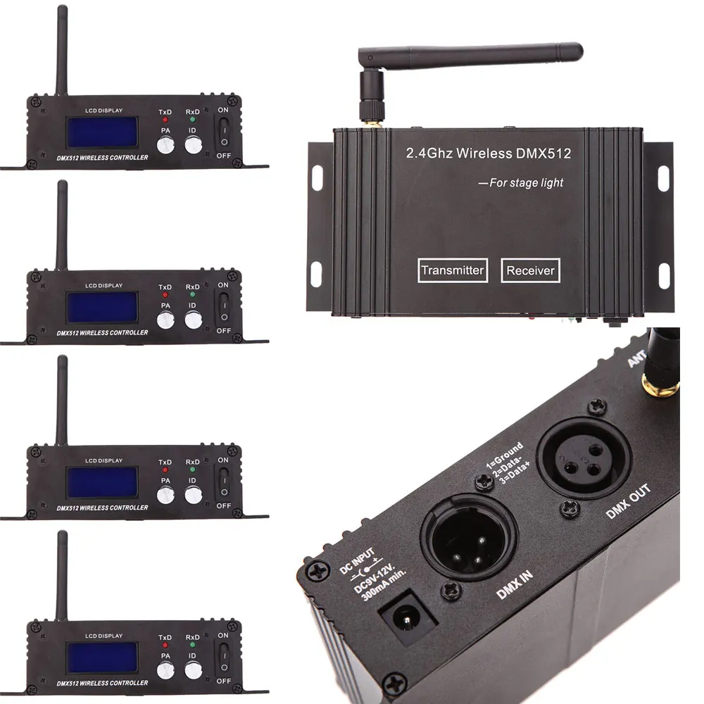 400M Effective Range Dmx512 Wireless Receiver Transmitter DMX512 LED Lighting Controller Transmitter & Receiver 2in1 Repeater 6