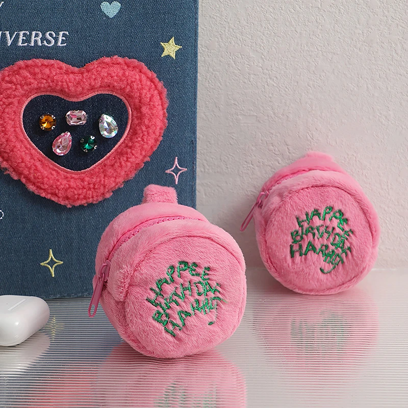 Coin Purse Pink Mini Portable for Earphone Cord Storage