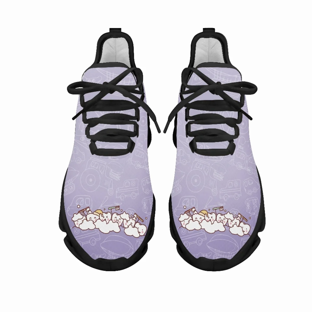 Yikeluo Fashion EKG Print Platform Shoes Nurse Shoes Female Mesh Swing Sneakers Light Mesh Women Footwear Platform Shoes