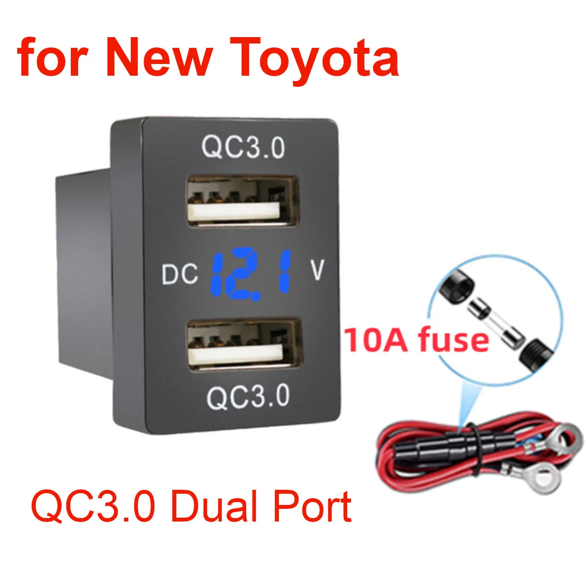 

Быстрое Автомобильное зарядное устройство 12-24 В с двумя USB портами QC3.0, адаптер питания со стандартным вольтметром для новой Toyota