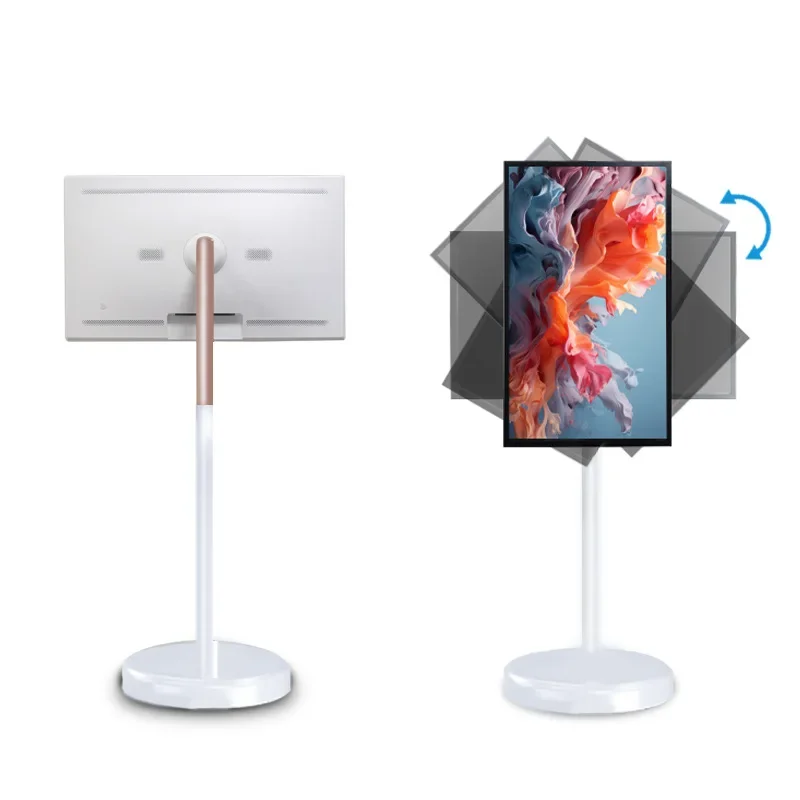 Smart 21.5 Inch Portable TV Stand Rechargeable 360 Rotating Feature Wireless Television Display Touch Screen Mobile Display