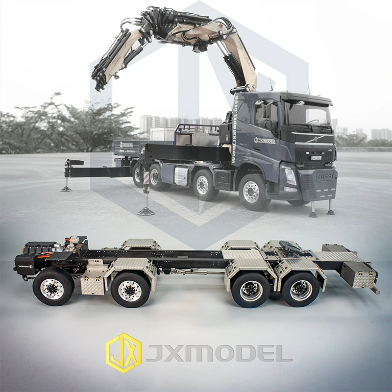

Шасси JXmodel 8x4 (специально оснащенный фронтальным краном JX1650), полностью металлический двухскоростной редуктор, с шлифовкой