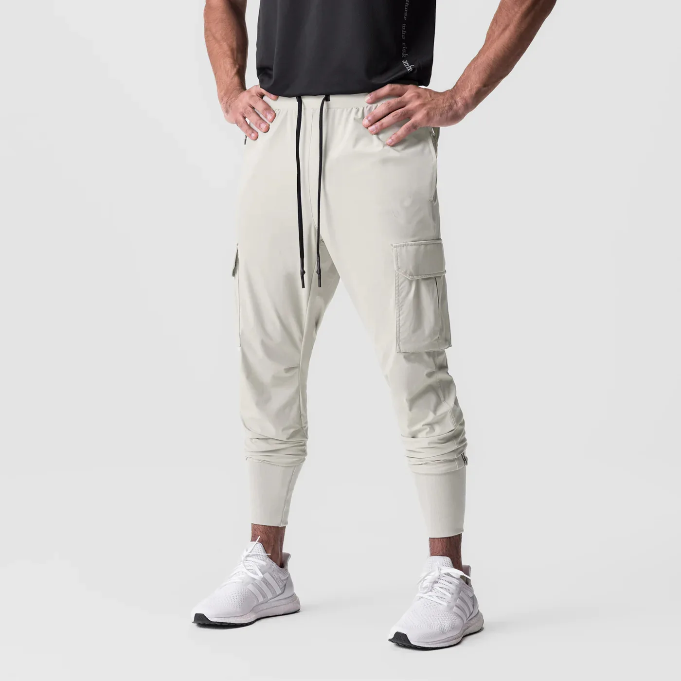 Casual Pants Men's Fitness Casual Pants Fashion Brand Large Size Solid Color Multi-pocket Bunched Feet American Tracksuit