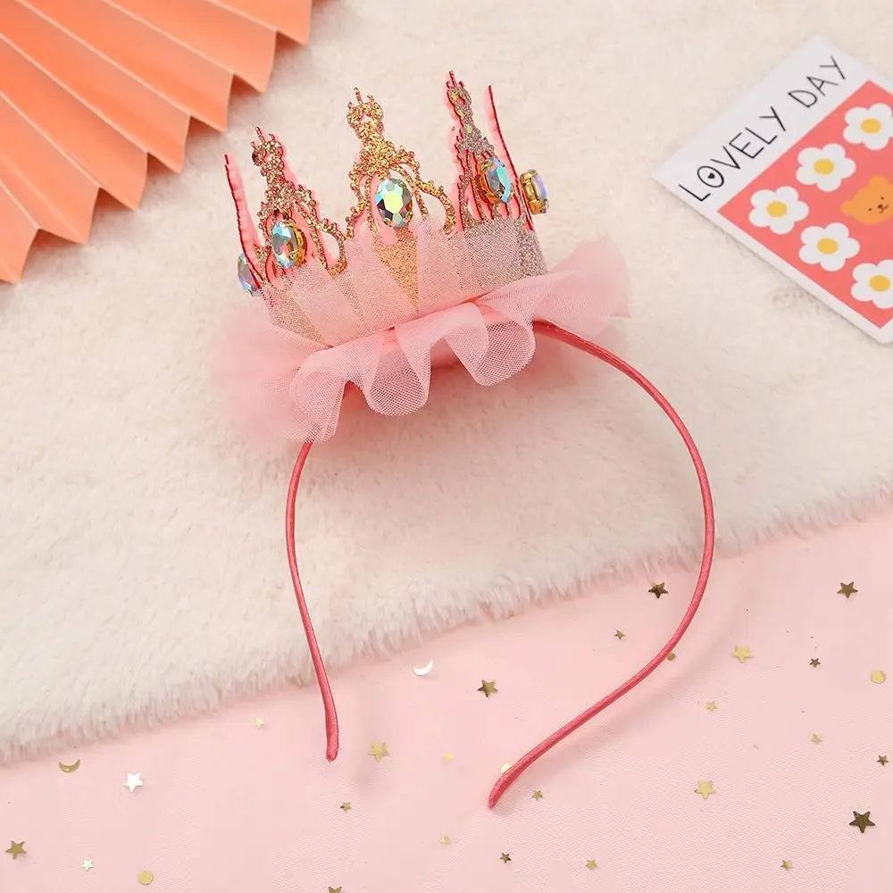 Fairy Adorable Sweet Headdress Leather Headgear Rhinestone Mesh Korean Style Headband Hair Hoop Girl Hair Band Headwear
