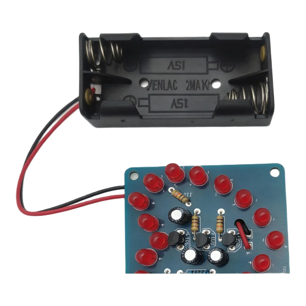 DIY 하트 모양의 깜박이는 램프 키트 18개의 빨간색 LED 아날로그 회로 납땜 프로젝트(부품 및 지침 포함) 5.6 5.2cm