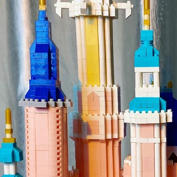 Gift Pink Castle Model Kits Toys Microblock Building Blocks for Adults Princess Kids Castles Architecture Set Bricks 4