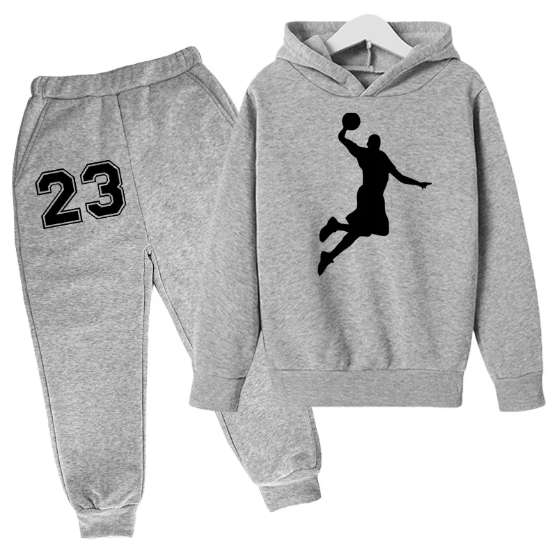 Basketball Hoodie Sports Hoodie Set Spring Autumn Children Hoodie+Pants 2-Piece Set Teen Cute 4-14Y Kids Boys Girls Hoodie Suits