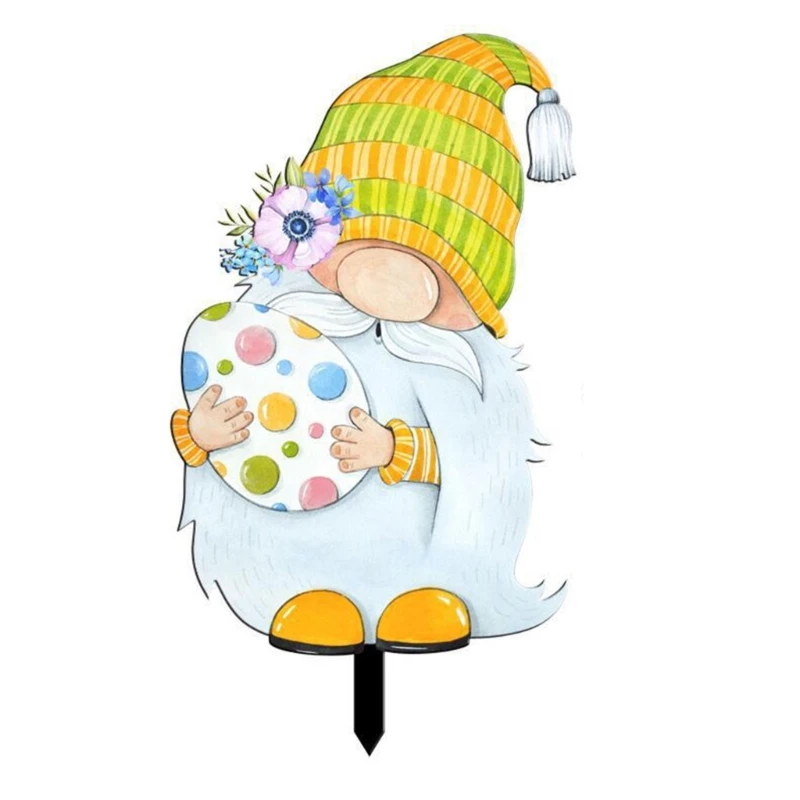

Easter Gnome Yard Signs Yard Stakes Outdoor Lawn Decorations Party Props Dropship