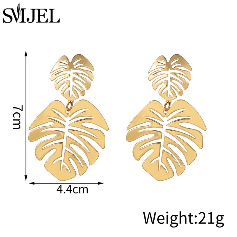 Dangle Earrings Vintage Metal Big Leaf Earrings For Women
