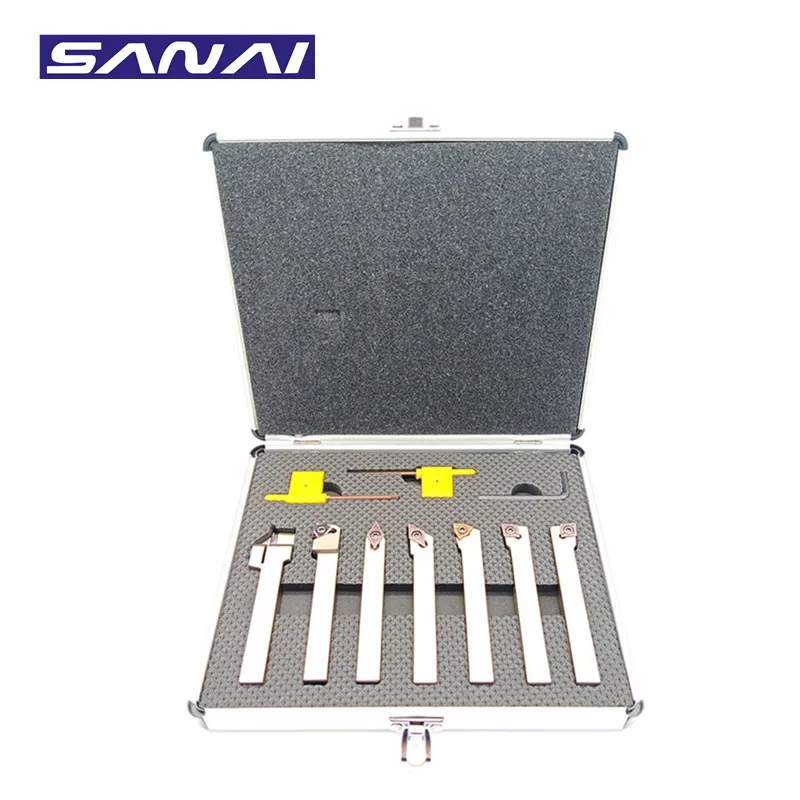 SANAI 7 комплектов 12 мм хвостовик никелированный токарный станок с ЧПУ держатель токарного инструмента с твердосплавными вставками и гаечными ключами в стандартном комплекте