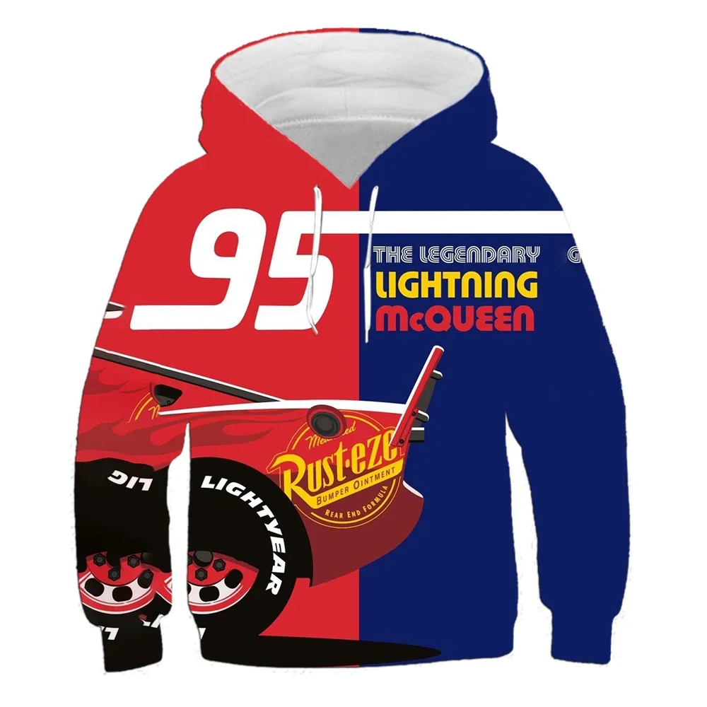 

New 2024 Disney Cartoon Pixar Cars Movie 3d Hoodie Lightning McQueen Print Long Sleeve Pullover Hoodie Boys Girls Cartoon Tops