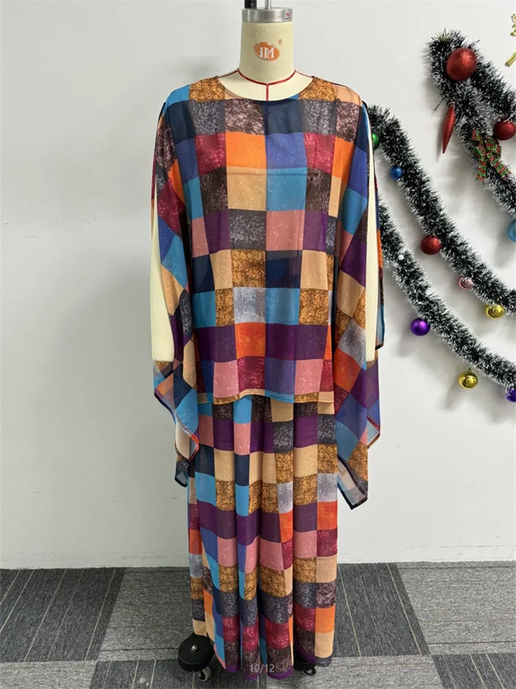 Wmstar Two Piece Sets for Women Long Sleeve Plaid Mesh Pants Set Wide Loose Matching Suit New Style Wholesale Dropshipping 2024