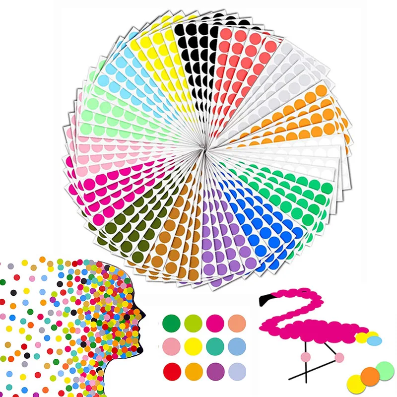

10/30sheets Round Circle Dot Sticker Kids DIY Art Craft 10 Colors Coding Circle Dot Puzzle Sticker Painting Labels Toys Gifts