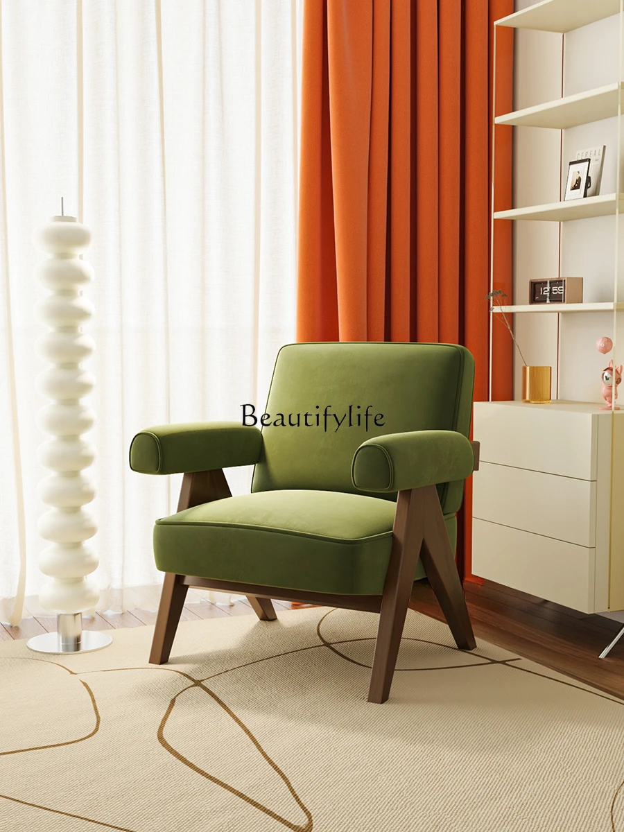 

Single Silent Wind Solid Wood Simplicity Armrest Couch
