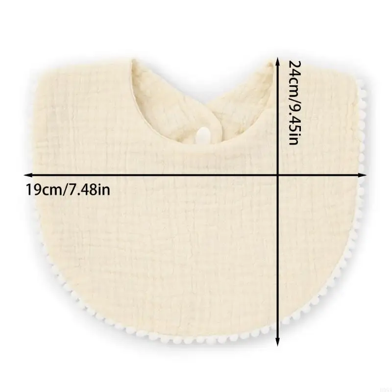 H055 Baby Bandana Drool Bibs with Ruffle Lace Trim Solid Color Infant Toddler Boys Girls Drooling Teething Saliva Towel Cotton