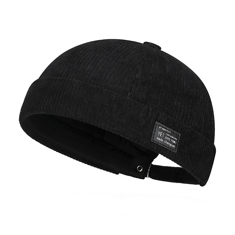Vintage-Style Unisex Brimless Beanie Hat - Solid Color, Lightweight & Portable