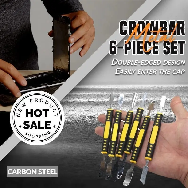 Mobile Phone Repair Tools Kit 6PCS Metal Crowbar Prying Opening Repair Tool Kit Mobile Phone Notebook Dual Heads Metal Spudger Home Hand Tools Sets