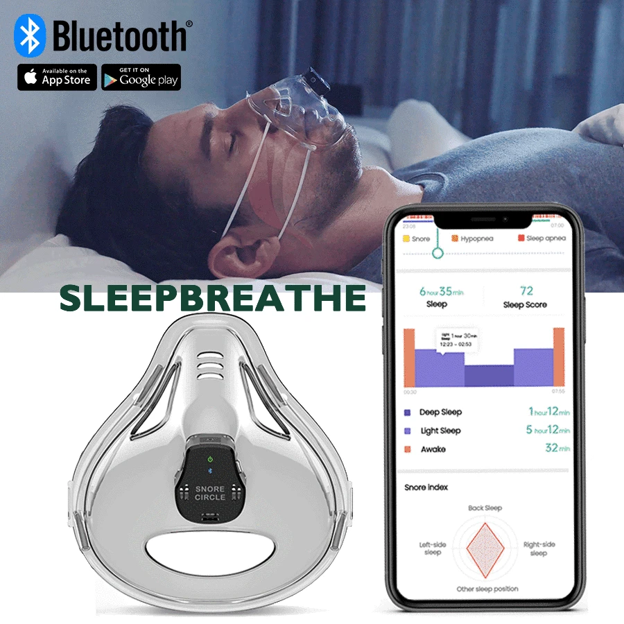 

Bluetooth Rechargeable Sleep Breathing Monitor Snoring Stopper Anti Snore Nose Sleep Apnea Machine Sleep Aid Polysomnography